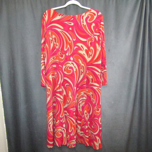 Susan Graver Liquid Knit Dress With Enamel Detail Size XL Pink Swirl A274928 - Picture 5 of 9
